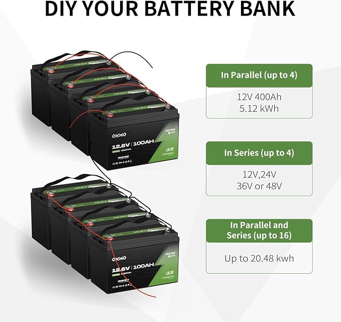 OKMO 12V 100Ah TM LiFePO4 Battery, Lithium Battery 150A BMS, 10 Years Lifetime - Image 6