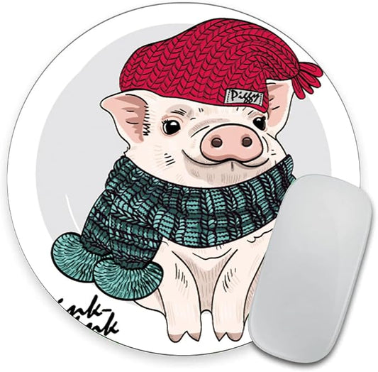 Cute Pig Round Mouse pad Customized Mousepad Non-Slip Rubber Base Mouse Pads by Goodsprout