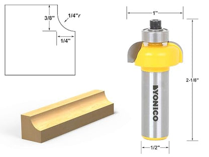 YONICO Cove Router Bits Edge Forming 1/4-Inch Radius 1/2-Inch Shank 13152 - Image 2