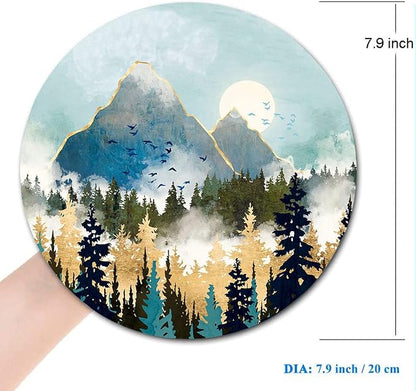 Round Mouse Pad, Abstract Mountain Design Mouse Pad, Custom Cute Mouse Pads - Image 2