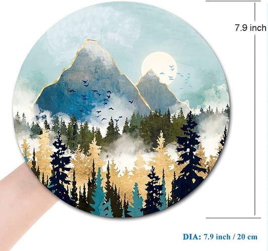 Round Mouse Pad, Abstract Mountain Design Mouse Pad, Custom Cute Mouse Pads - Image 2