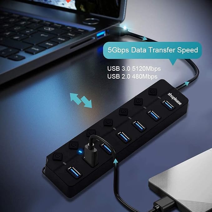 USB 3.0 Splitter, 7-Port USB 3.0 Hub - Image 4