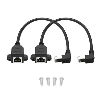 2Pcs 90 Degree Cat6 Ethernet Extension Cable 1FT, Down Angle RJ45 Male to by Maixbomr