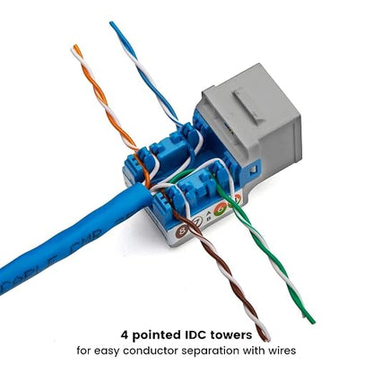 trueCABLE Cat5e Keystone Jack, Unshielded, 90 Degree Punch-Down, PoE++ 100W - Image 4