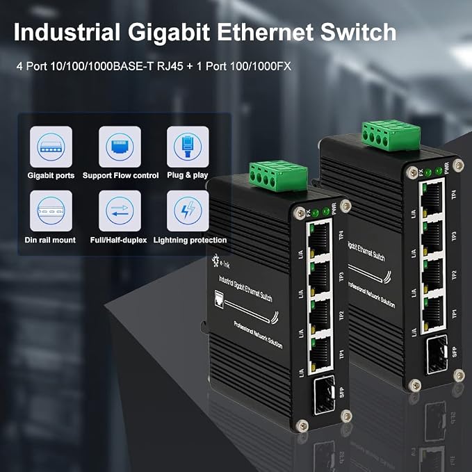 Mini Industrial 4 Port 10/100/1000Mbps Gigabit Ethernet Switch - Image 2