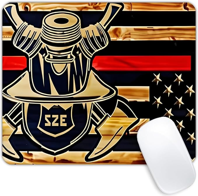 Firefighter American Flag 001 Mouse pad Customized Mousepad Non-Slip Rubber by Goodsprout