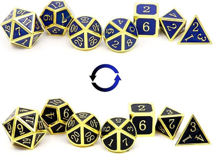 Haxtec Temperature Color Chaning Metal DND Dice Set Gold Blue Polyhedral D&D - Image 4