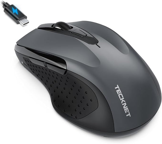 TECKNET Rechargeable Jiggler Wireless Mouse 4800 DPI Silent USB A & Bluetooth by Tecknet