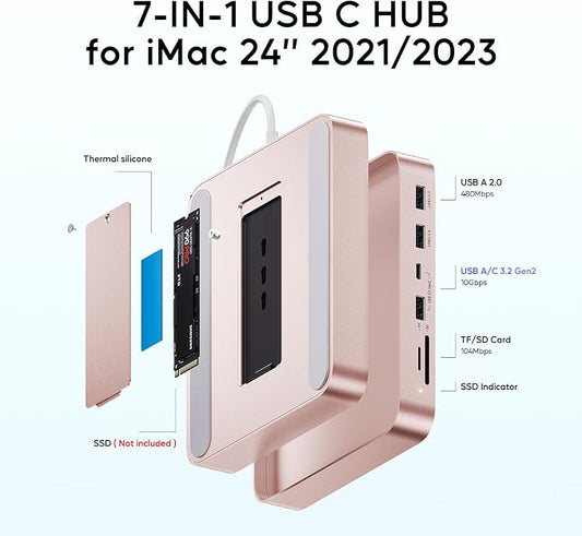 USB C HUB for iMac 24 inch 2021/2023, PULWTOP USB Hub Adapter iMac Accessories - Image 2