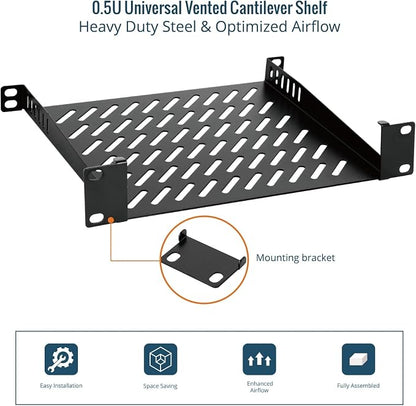 Tecmojo 2 Pack 0.5U Rack Mount Shelf - Image 6