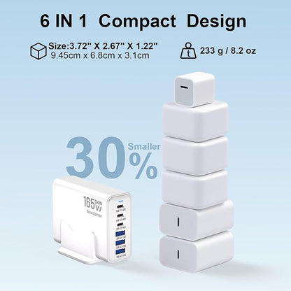 165W GaN USB C Charging Station, 6-Port Desktop Charger - Image 5