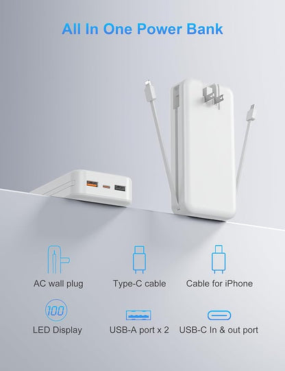 Portable Charger with Wall Plug, 20000mAh USB C Power Bank Fast Charging - Image 9