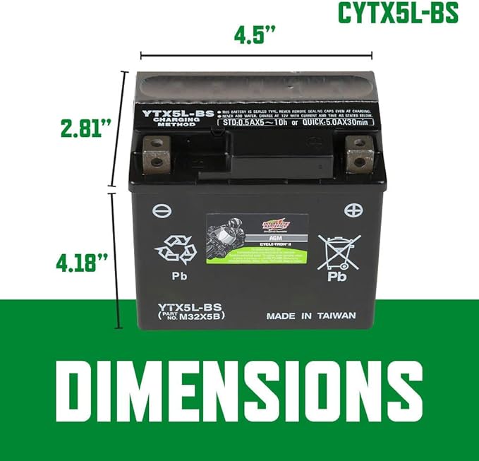 Interstate Batteries YTX5L-BS 12V 4Ah Powersports Battery 80CCA AGM - Image 3