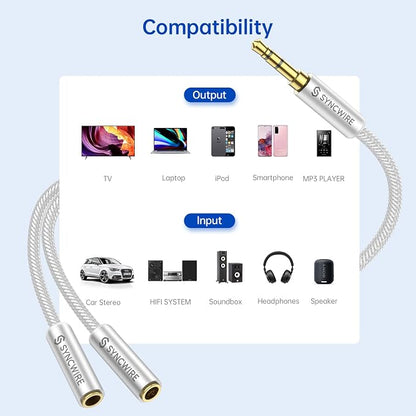SYNCWIRE Headphone Splitter, Nylon-Braided 3.5mm Extension Cable Audio Stereo Y - Image 7