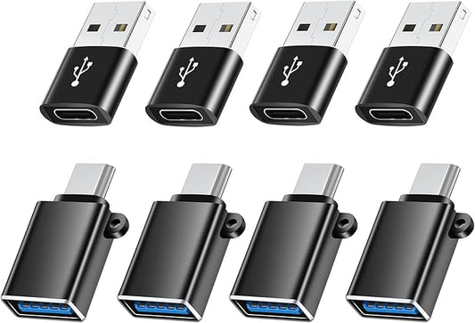 USBC Adapters 8 Pack, Type C to USB Adapter, USBC USBA Male Female Adaptor by BaseNew