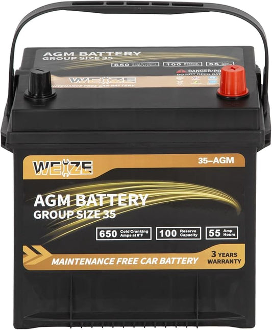 Weize Platinum AGM Battery BCI Group 35 Automotive Battery, 36 Months Warranty by WEIZE