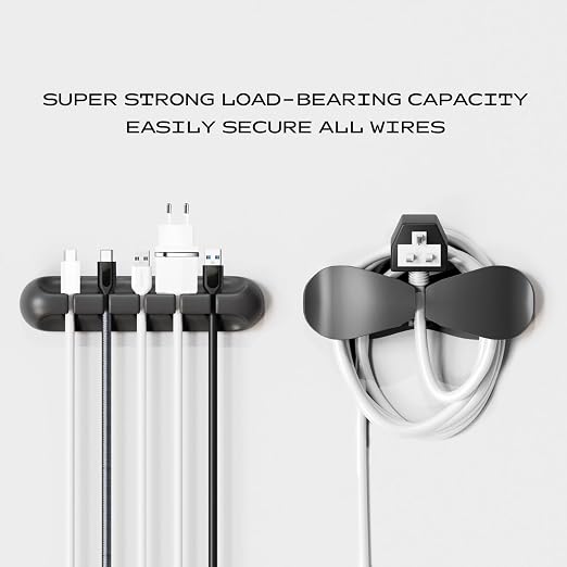 USB Cable Organizer Clips Cord Holder, 6 Packs Black Self Adhesive Desk Cord - Image 5