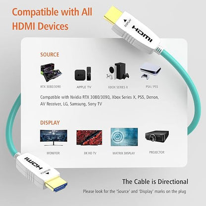 RUIPRO 8K Fiber Optic HDMI Cable 33 Feet 48Gbps 8K60Hz 4K120Hz Dynamic HDR eARC - Image 6