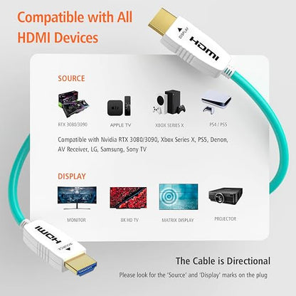 RUIPRO 8K Fiber Optic HDMI Cable 40 Feet 48Gbps 8K60Hz 4K120Hz Dynamic HDR eARC - Image 5