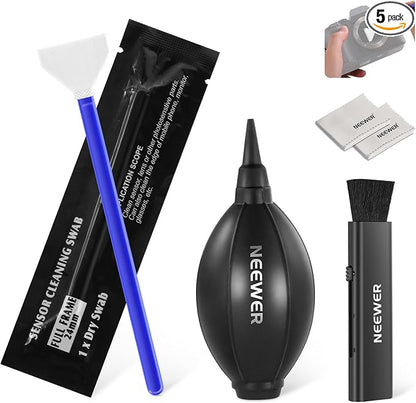 NEEWER 5 in 1 Camera Lens Cleaning Kit, 1x Lens Brush Pen + 1x Air Blower + 1x by Neewer