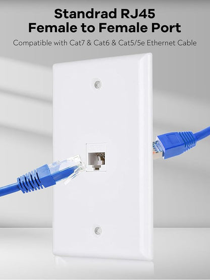 Ethernet Wall Plate, 1 Port Cat6 RJ45 Keystone Inline Coupler Wall Plate - Image 4