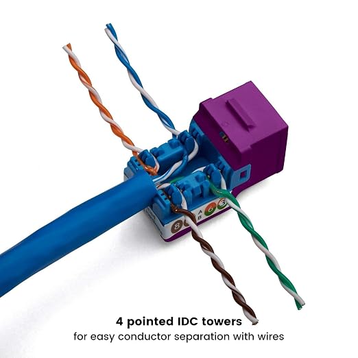 trueCABLE Cat6 Keystone Jack, Unshielded, 90 Degree Punch-Down, PoE++ 100W - Image 4