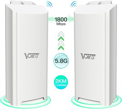 Vonets 1800Mbps Point-to-Point Wireless Bridge, 2KM Range, 5.8G WiFi Extender - Image 2