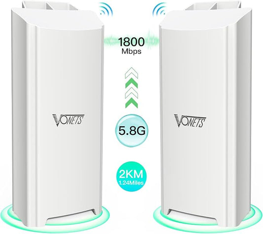 Vonets 1800Mbps Point-to-Point Wireless Bridge, 2KM Range, 5.8G WiFi Extender - Image 2