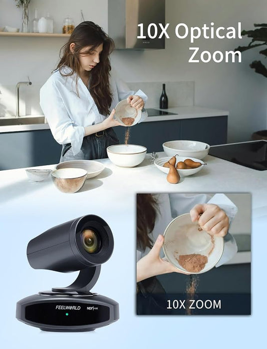 FEELWORLD NDI10X NDI PTZ Camera 4K Resolution 10X USB HDMI POE NDI HX2 - Image 2