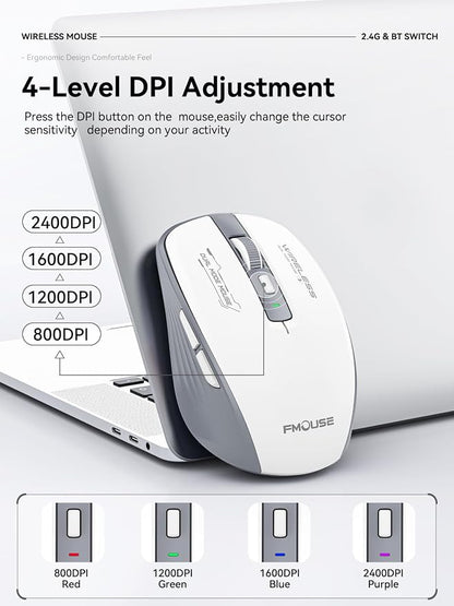 Wireless Mouse with Forward/Backward Side Keys, Silent Click, Ergonomic - Image 6