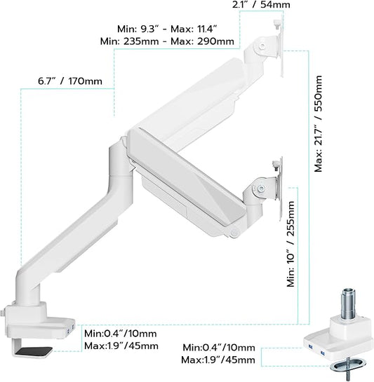 ARES WING Single Monitor Arm, Heavy Duty Adjustable Monitor Arm - Image 2