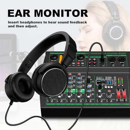 MW-6 black 6-Channel Professional DJ Audio Mixer Portable Controller Mixer - Image 4