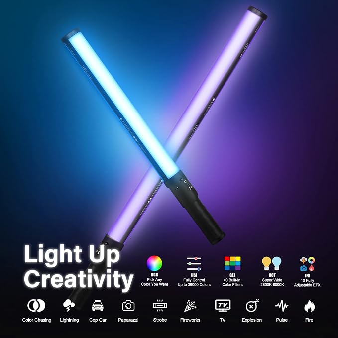 Mettlelite LS800C RGB Light Stick and Mettlelite SPL210C LED Video Light Full - Image 3