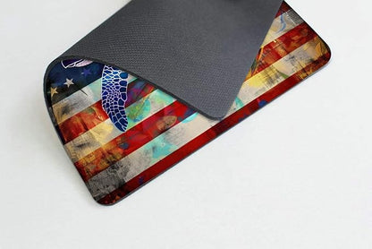 Square Mouse Pad Colorful Sea Turtle and National Flag-1, Gaming Mouse Pads - Image 3