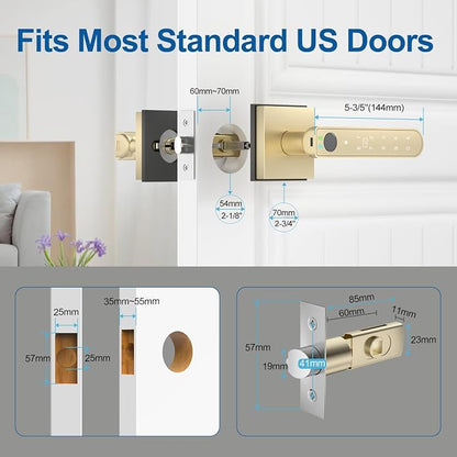 BIWIBON Fingerprint Door Lock, 5 in 1 Finger Print Door Knob - Image 7