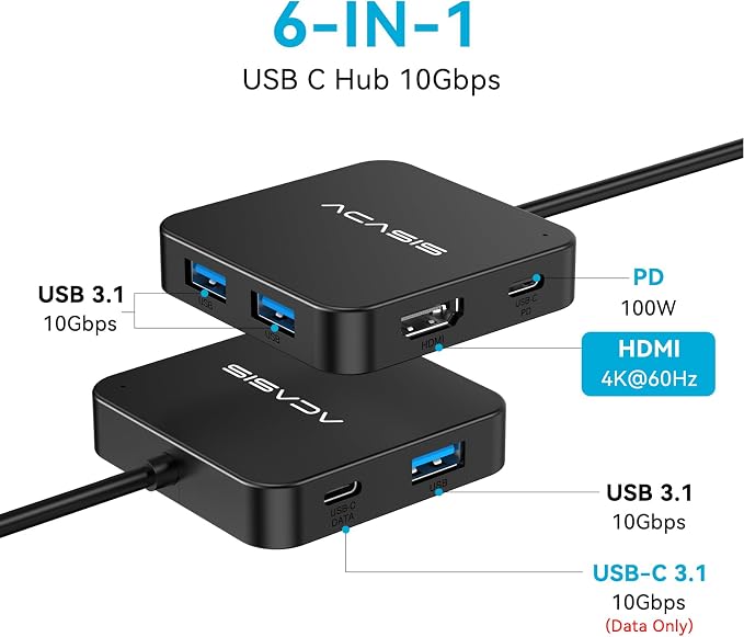 ACASIS USB C Hub 10Gbps, 6-in-1 Multiport Adapter - Image 2