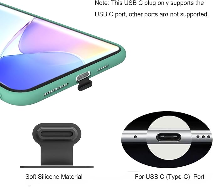 USB C-Type Anti Loss Dust Plugs, USB C-Type Port Silicone Dust Covers, - Image 2