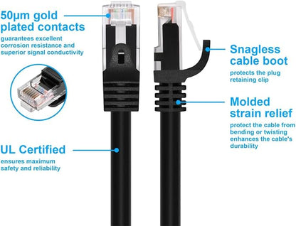Monoprice Cat5e 50ft Black Patch Cable UTP 24AWG 350MHz Pure Bare Copper - Image 3