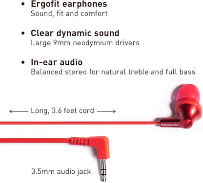 Panasonic ErgoFit Wired Earbuds, 3.5mm Jack in-Ear Headphones - Image 2