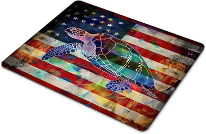 Square Mouse Pad Colorful Sea Turtle and National Flag-1, Gaming Mouse Pads - Image 5