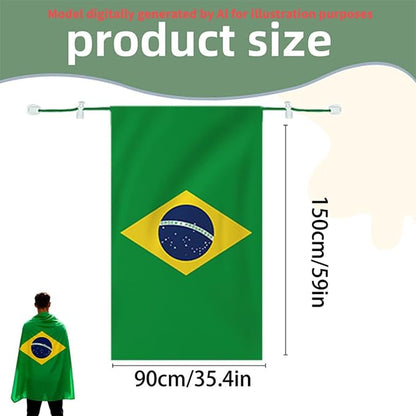 Brazil Flag Cape Cloak Costume, Wearable Brazil Flag Costume, Be Suitable - Image 2