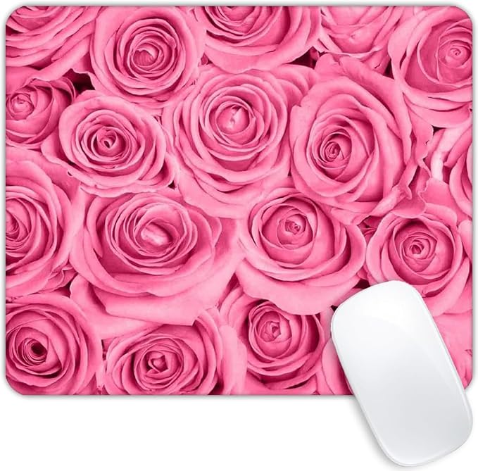 Pink Rose Mouse pad Customized Mousepad Non-Slip Rubber Base Mouse Pads by Goodsprout