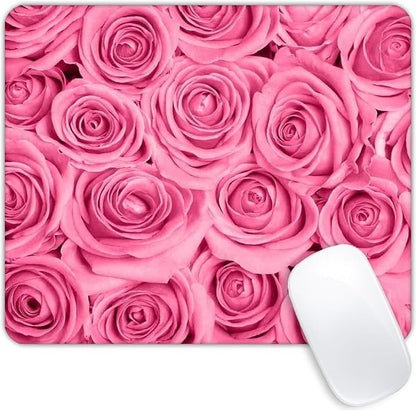 Pink Rose Mouse pad Customized Mousepad Non-Slip Rubber Base Mouse Pads by Goodsprout
