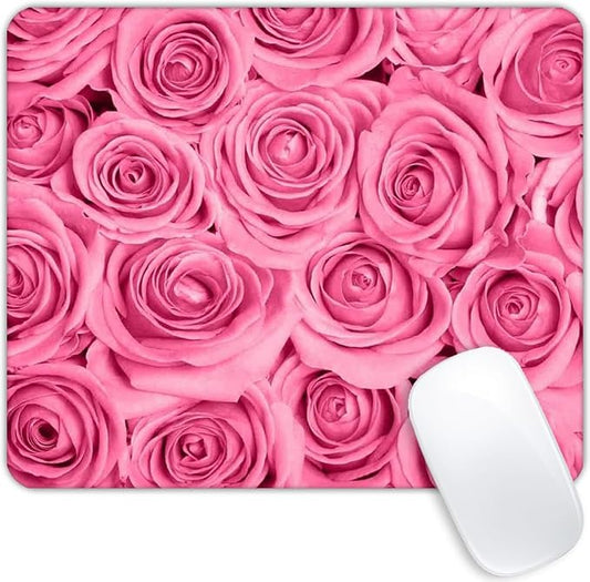Pink Rose Mouse pad Customized Mousepad Non-Slip Rubber Base Mouse Pads by Goodsprout