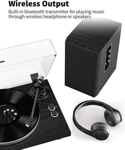 Turntable Vinyl Record Player Support Bluetooth Output Phono/Line Switch Pitch - Image 2