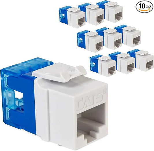 ICC CAT5e Keystone Jack with Slim Profile 180 Degree Punch Down, RJ45 UL Listed by ICC