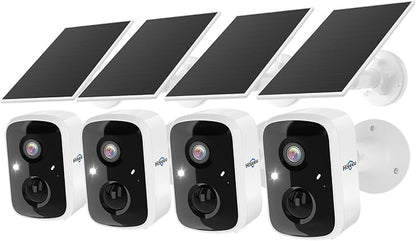 Hiseeu Solar Camera Security Outdoor, 4 Pack 100% Wireless 3K 4MP Surveillance by Hiseeu