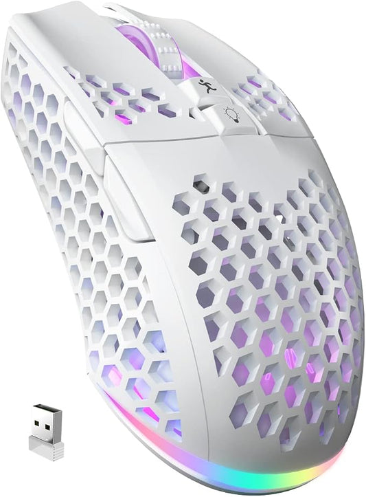 SM600 White Wireless Gaming Mouse, 8000 DPI Tri-Modes BT5.1/Type-C Wired/2.4G by SOLAKAKA