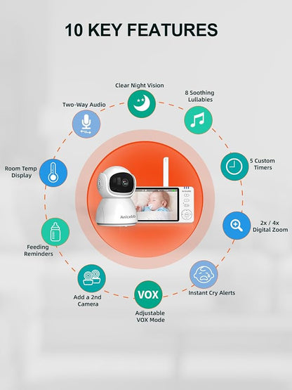 5" HD Video Baby Monitor with Camera and Audio, No WiFi Hack-Proof Security - Image 8