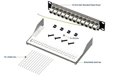 Iwillink 10Gbps Patch Panel 12 Port, RJ45 Through Coupler Cat7 Patch Panel STP - Image 5